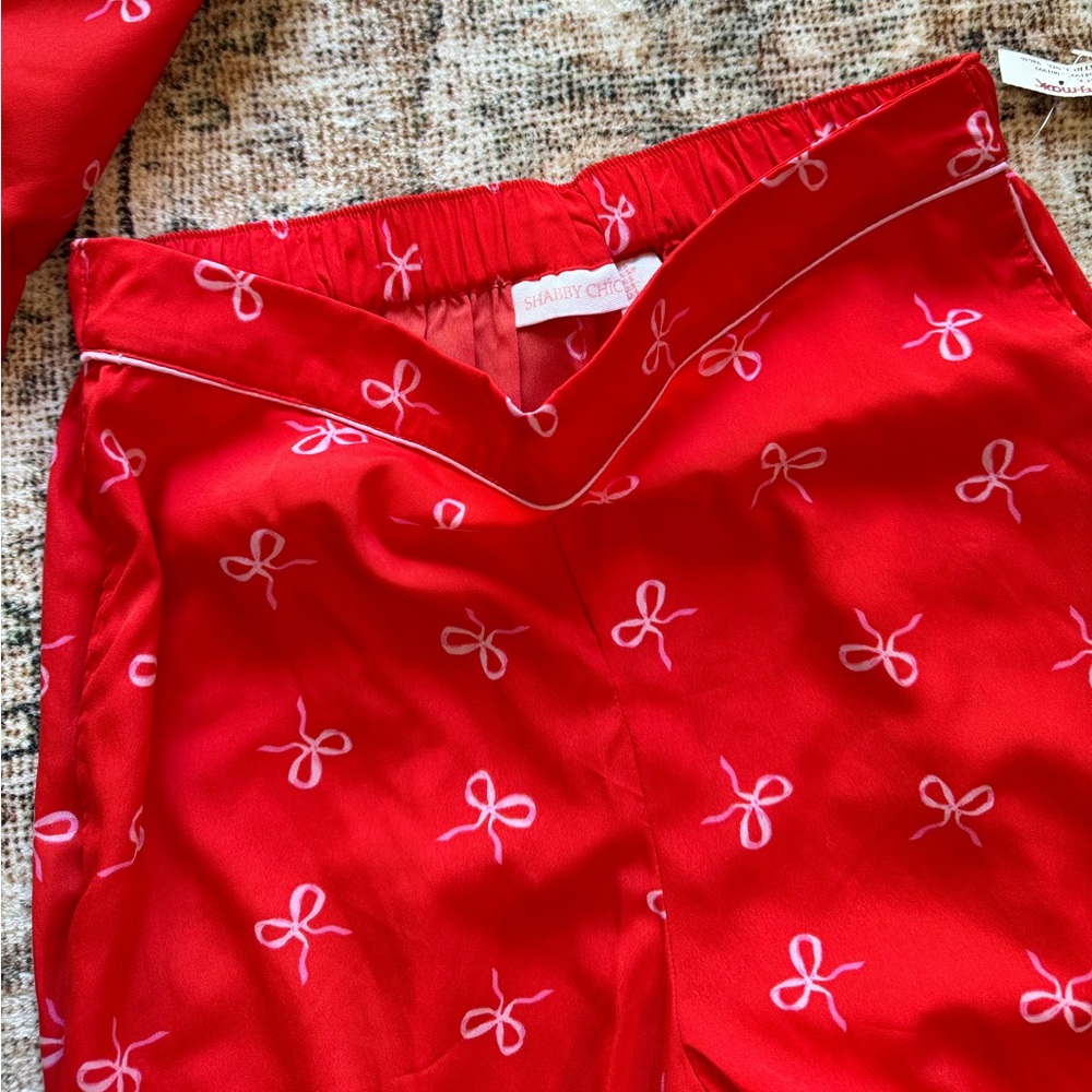 NWT Shabby Chic Christmas valentines red pink bow pajama set S - Picture 5 of 5